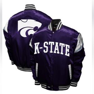New! Kansas State Wildcats XL Franchise Club Power Satin Jacket Purple K-State